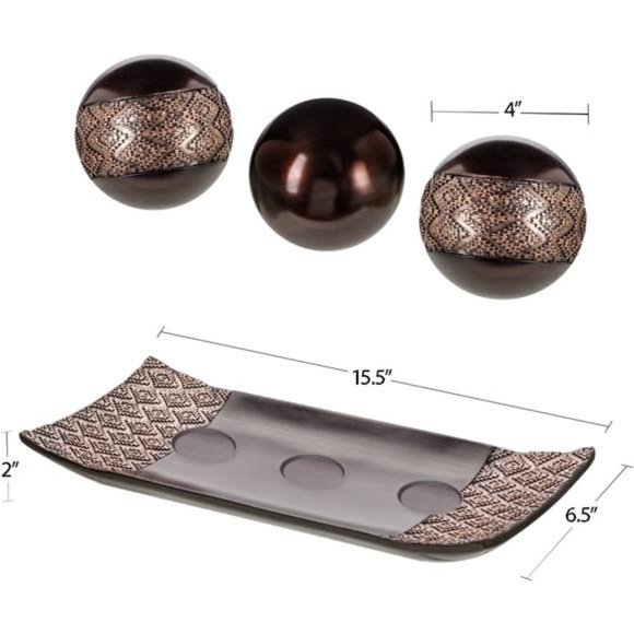 Home Decor Tray and Orbs Set - Coffee Table Decor Centerpiece Table Decorations - Picture 2 of 7